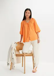 Wijde blouse in A-lijn met structuur en ruches, bpc bonprix collection