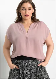 Soepelvallende, satijnen blouse met oversized schouders, bonprix