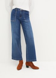Wide leg mid waist jeans met studs, John Baner JEANSWEAR
