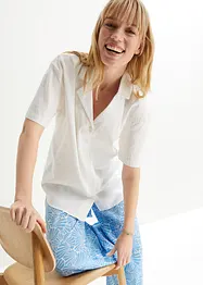 Luchtige oversized blouse van linnenmix, korte mouw, bonprix