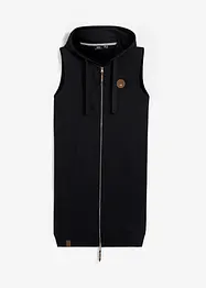 Lange sweat bodywarmer met capuchon, bonprix