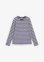 Gestreepte longsleeve met borduursel, bonprix