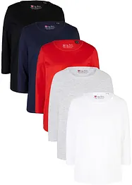 Longsleeve met ronde hals (set van 5), 3/4 mouw, bonprix
