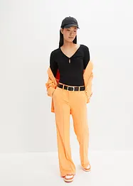 Geribd shirt met V-hals, halflange mouw, bonprix
