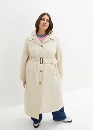 Kuitlange jas in trenchcoat stijl met afneembare capuchon, bonprix