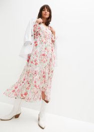 Gedessineerde maxi jurk met volants van gerecycled polyester, BODYFLIRT