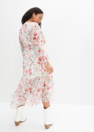 Gedessineerde maxi jurk met volants van gerecycled polyester, BODYFLIRT