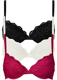 Push up bh met fijn kant (set van 3), bonprix