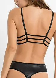 Bralette en string ouvert in wetlook (2-dlg. set), bonprix