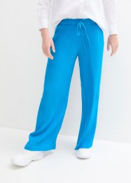 Crinkle broek met wijde pijpen en high waist comfortband, bpc bonprix collection