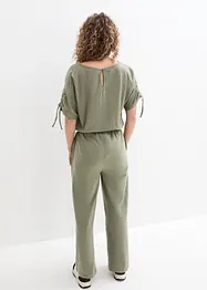 Jersey jumpsuit met rijgkoordjes en wijde pijpen, bonprix