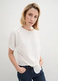 Vleermuisshirt met broderie anglaise, bonprix