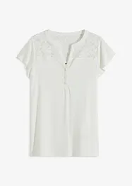 Henley shirt met kant van viscose, bonprix