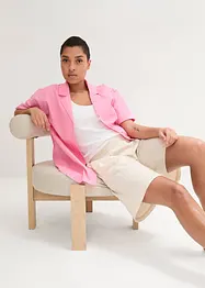 Luchtige oversized blouse van linnenmix, korte mouw, bonprix