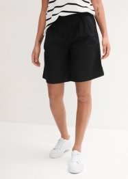 Wijde short met bandplooien, linnen en high waist comfortband, bpc bonprix collection