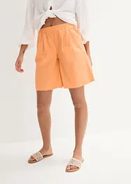 Wijde short met bandplooien, linnen en high waist comfortband, bonprix