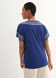 Comfortabel T-shirt met printed borduursel en biologisch katoen, bonprix