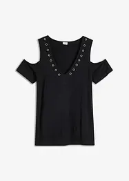 Cold shoulder shirt met eyelets, bonprix