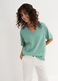 Wijd longshirt met V-hals, korte mouw  (set van 5), bonprix