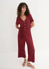 Jersey jumpsuit met V-hals, korte mouw, bonprix