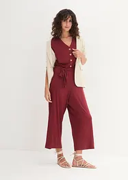 Jersey jumpsuit met V-hals, korte mouw, bonprix