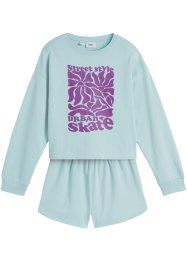 Meisjes sweater en sweat short van biologisch katoen (2-dlg. set), bpc bonprix collection