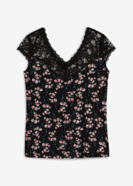 Gedessineerd shirt met kant, BODYFLIRT