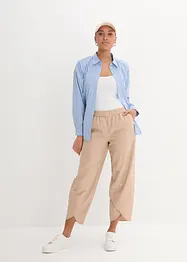 Cropped broek met linnen en high waist comfortband, loose fit, bonprix