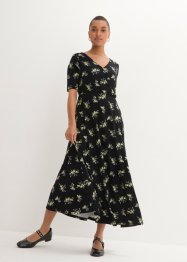 Gedessineerde viscose maxi jurk, korte mouw, bpc bonprix collection