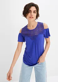 Cold shoulder shirt met kant, BODYFLIRT