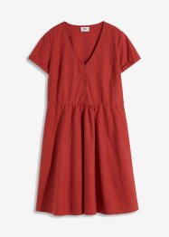 Geweven jurk met linnen en zakken in A-lijn, bpc bonprix collection