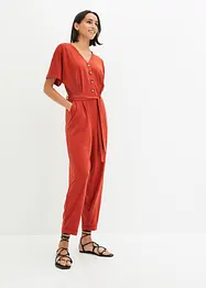 Jersey jumpsuit met structuur en strikceintuur, cropped, bpc bonprix collection