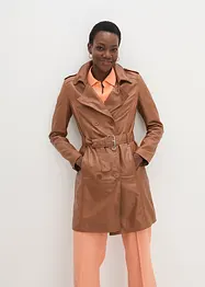 Leren trenchcoat van lamsnappa met ceintuur (2-dlg.), bonprix