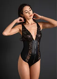 Stringbody ouvert in wetlook met ritssluiting, VENUS