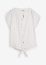 Blouse met broderie anglaise en korte mouwen, John Baner JEANSWEAR