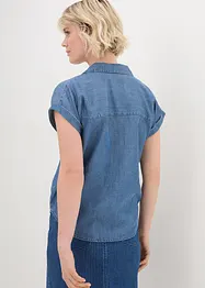 Spijkerblouse met linnen en korte mouwen, bonprix