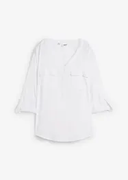 Blouse met lange mouwen en V-hals van vloeiende viscose, bonprix