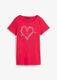 Katoenen shirt met hart, biologisch katoen, bonprix