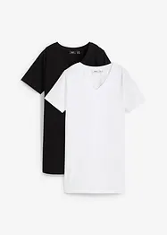 Basic longshirt met V-hals (set van 2), bonprix