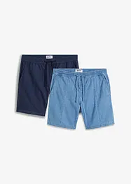 Lange jeans short met elastische band (set van 2), regular fit, John Baner JEANSWEAR