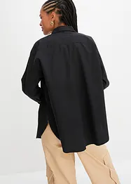 Oversized overhemdblouse met knoopsluiting van katoen, bonprix