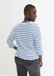 Geribd shirt met schulprandjes, 3/4 mouw, bonprix