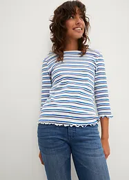 Geribd shirt met schulprandjes, 3/4 mouw, bonprix