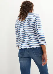 Geribd shirt met schulprandjes, 3/4 mouw, bonprix