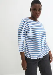 Geribd shirt met schulprandjes, 3/4 mouw, bonprix