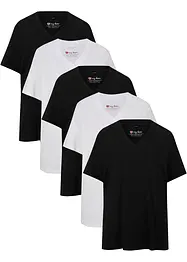 Wijd longshirt met V-hals (set van 5), korte mouw, bonprix