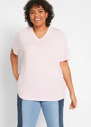 Wijd longshirt met V-hals (set van 5), korte mouw, bonprix