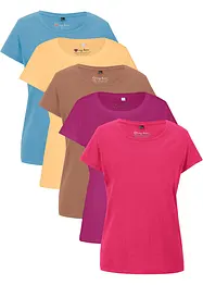 Shirt met ronde hals (set van 5), korte mouw, bonprix