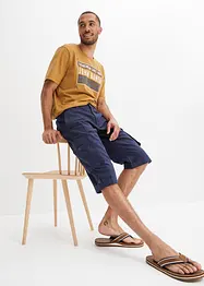 Lange cargo bermuda met linnen, regular fit, bonprix