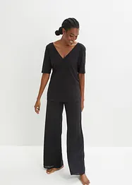 Pyjama met viscose en wijde broek (2-dlg. set), bonprix